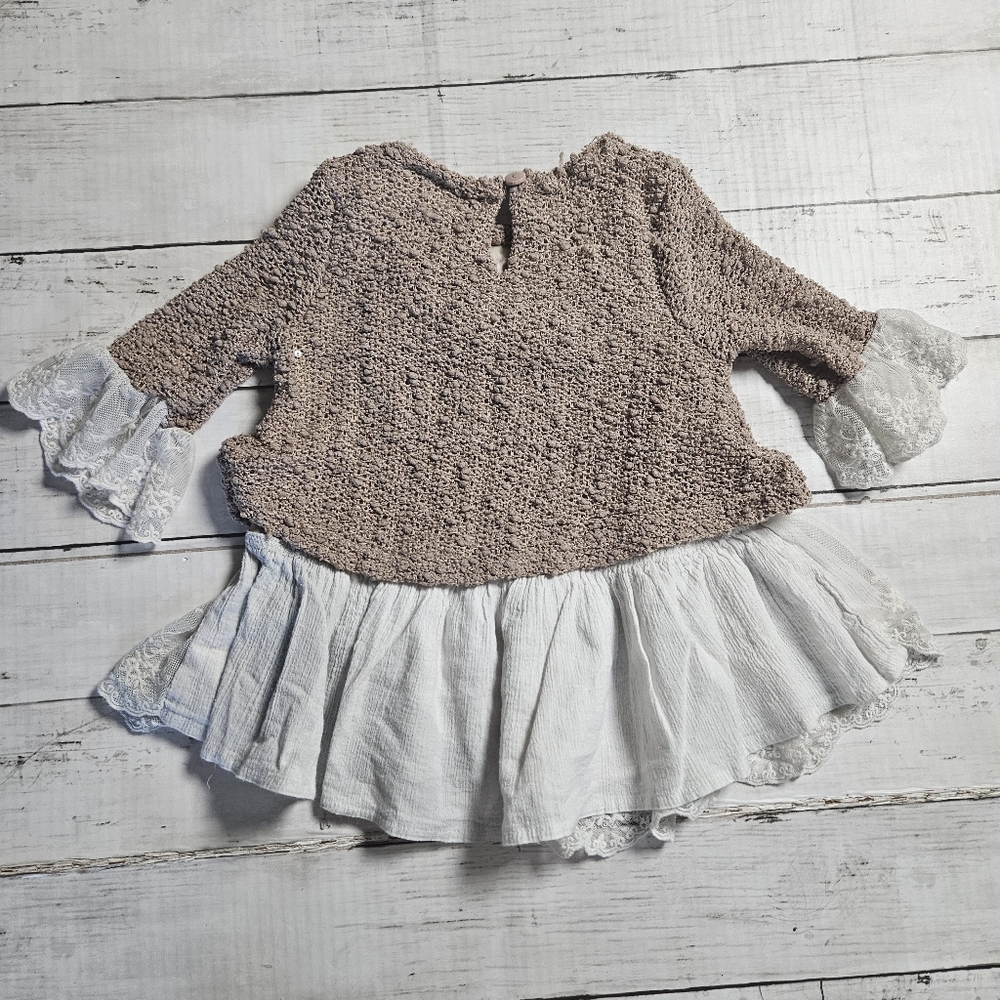 Rare Editions Layered Sweater With Flower Lace Ruffles Size 3T - Picture 6 of 7